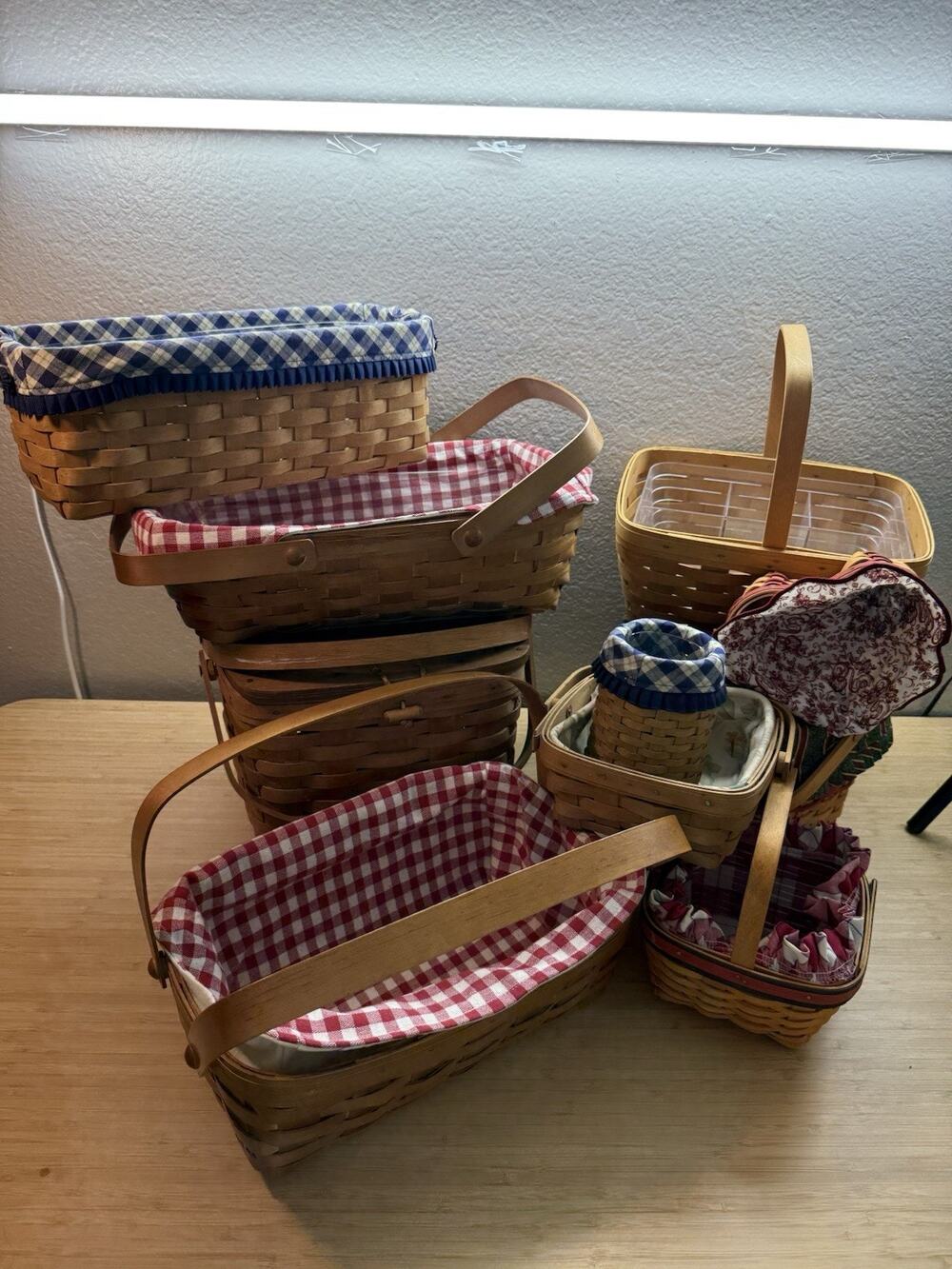 Lot Of 10 Assorted Sizes Longaberger Baskets Plastic Inserts Minis